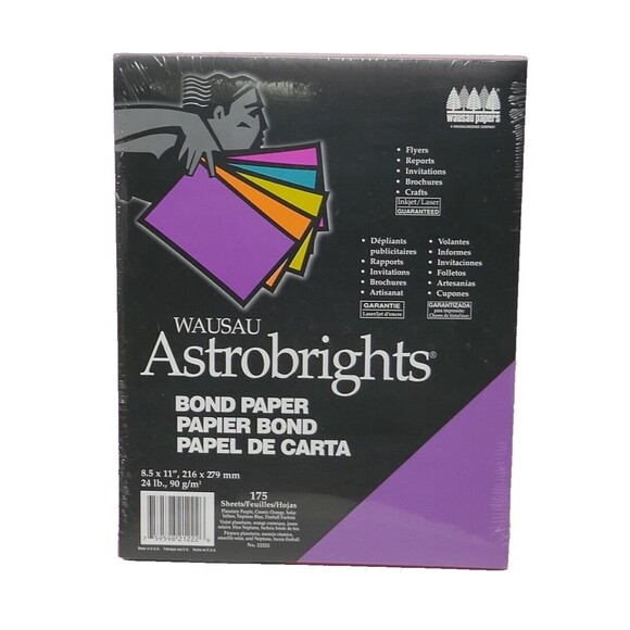 Wausau Astrobrights Bond Paper, 24 lb, 8.5 x 11 Inches, 5 Color Assortment - Picture 1 of 5
